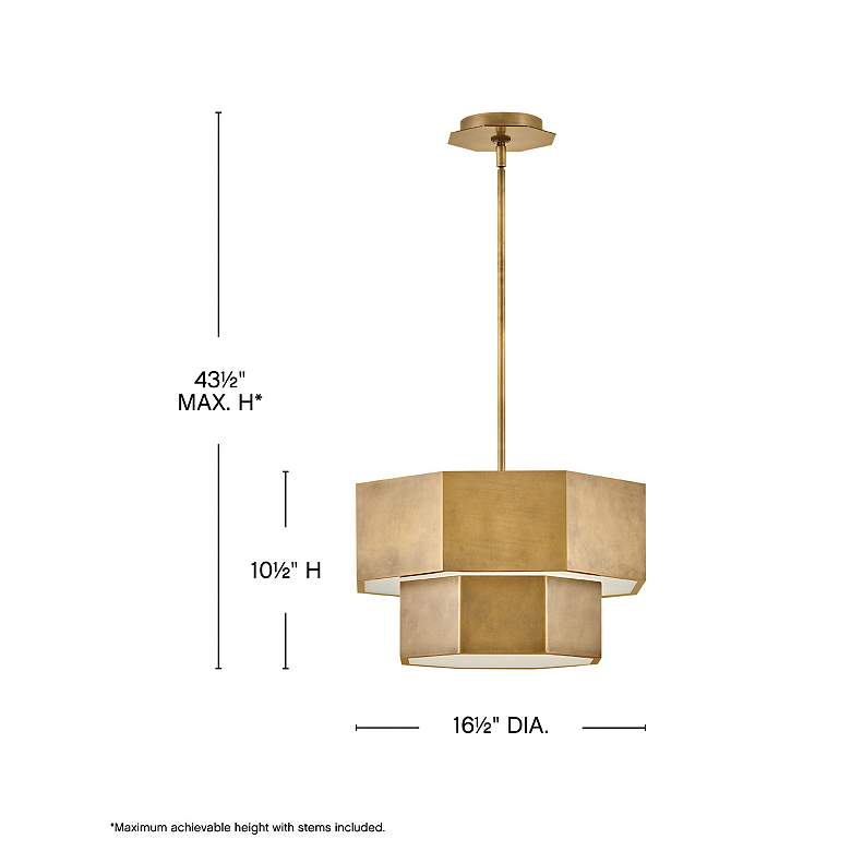 Image 3 Facet 16 1/2" Wide Heritage Brass Hexagon Pendant Light more views