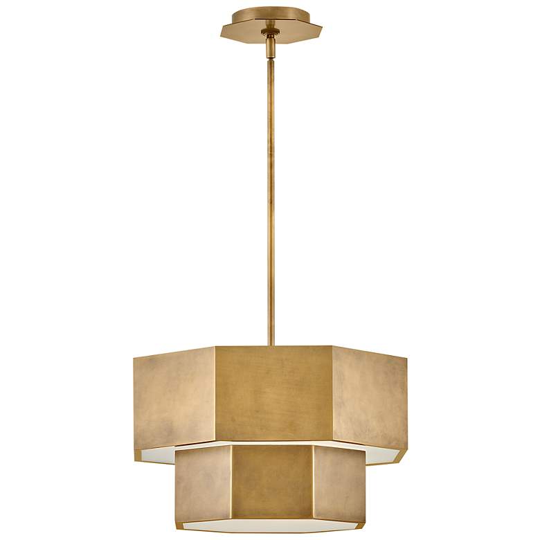 Image 4 Facet 16 1/2" Wide Heritage Brass Hexagon Pendant Light more views