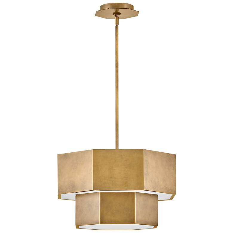 Image 5 Facet 16 1/2" Wide Heritage Brass Hexagon Pendant Light more views