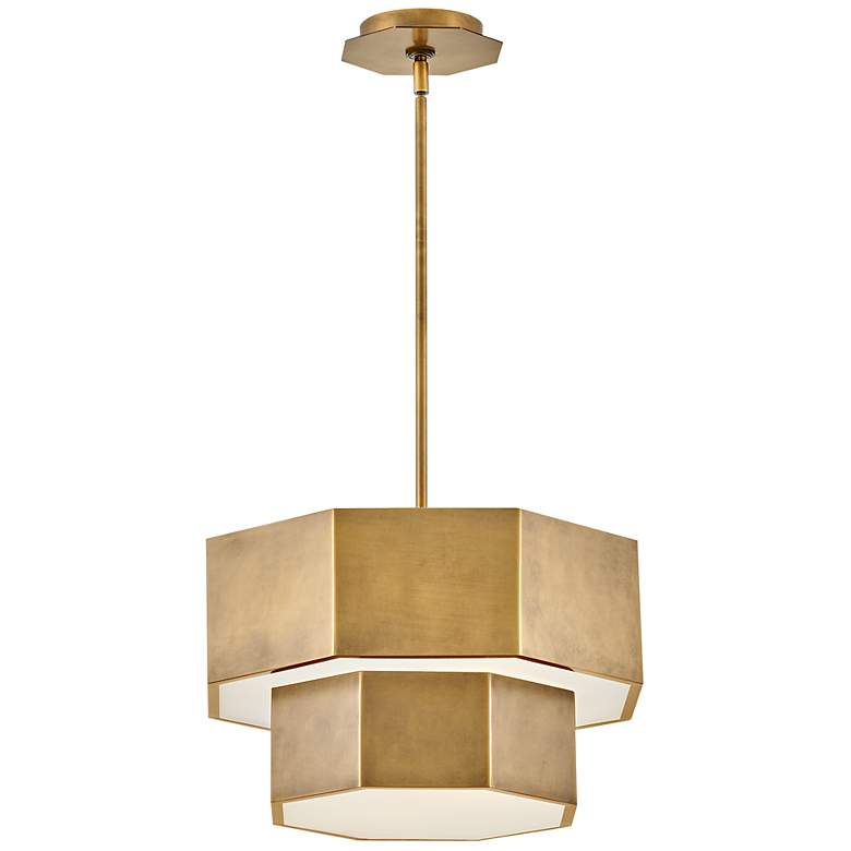 Image 7 Facet 16 1/2" Wide Heritage Brass Hexagon Pendant Light more views