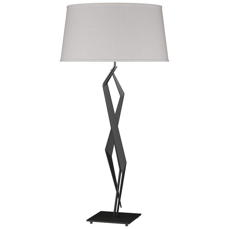Image 1 Facet 33.7 inch High Black Table Lamp With Flax Shade