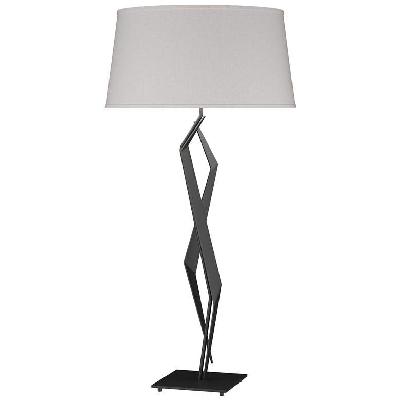Image 1 Facet 33.7" High Black Table Lamp With Flax Shade