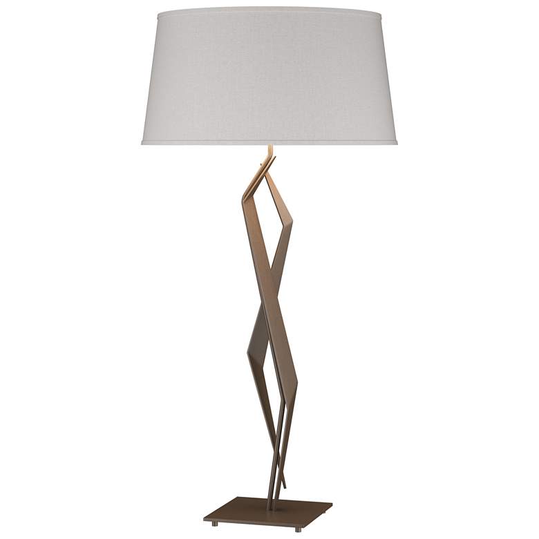 Image 1 Facet 33.7 inch High Bronze Table Lamp With Flax Shade