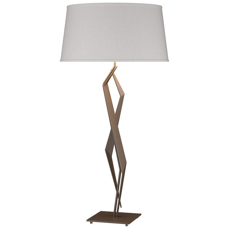 Image 1 Facet 33.7" High Bronze Table Lamp With Flax Shade