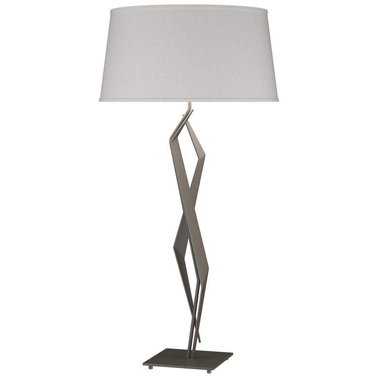 Image 1 Facet 33.7 inch High Dark Smoke Table Lamp With Flax Shade
