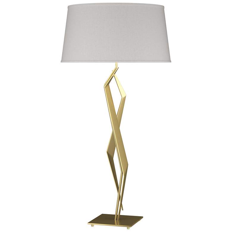 Image 1 Facet 33.7 inch High Modern Brass Table Lamp With Flax Shade