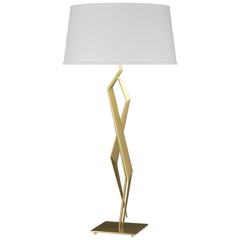 Image 1 Facet 33.7 inch High Modern Brass Table Lamp With Natural Anna Shade