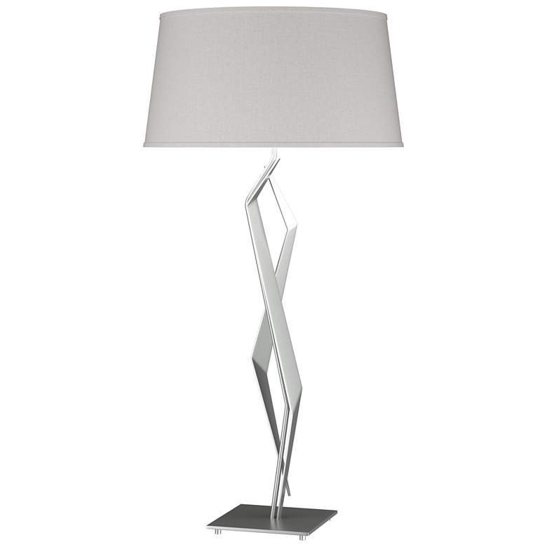 Image 1 Facet 33.7 inch High Vintage Platinum Table Lamp With Flax Shade