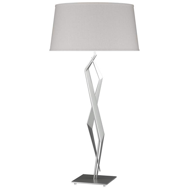 Image 1 Facet 33.7" High Vintage Platinum Table Lamp With Flax Shade