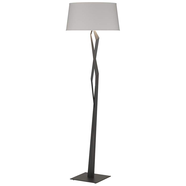 Image 1 Facet 65.9" High Black Floor Lamp With Flax Shade
