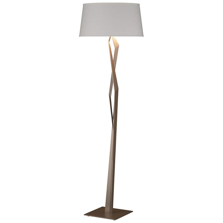 Image 1 Facet 65.9 inch High Bronze Floor Lamp With Flax Shade