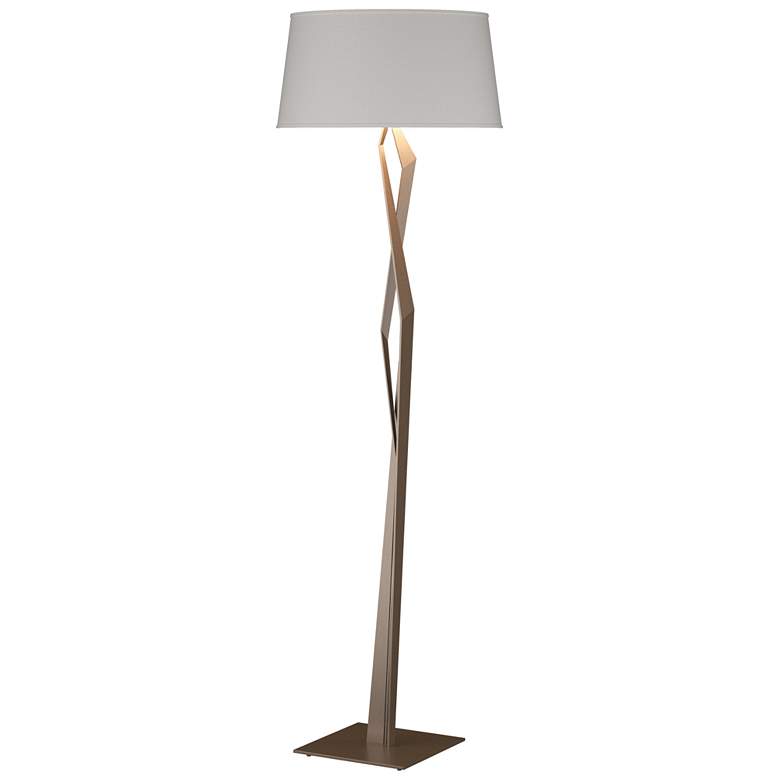 Image 1 Facet 65.9" High Bronze Floor Lamp With Flax Shade