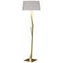 Facet 65.9" High Modern Brass Floor Lamp With Flax Shade