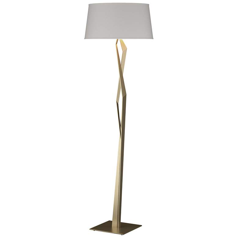 Image 1 Facet 65.9" High Soft Gold Floor Lamp With Flax Shade