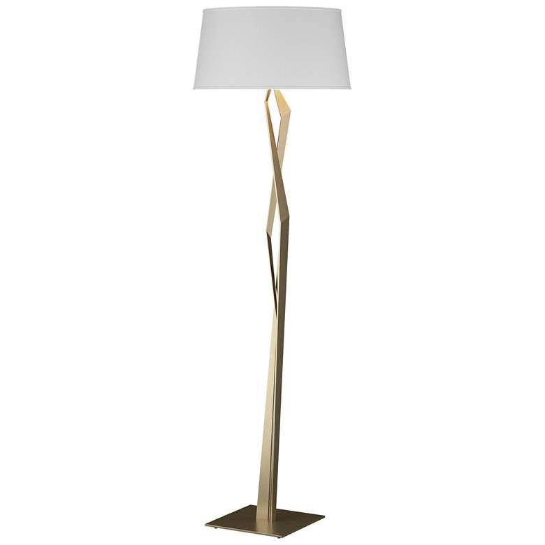 Image 1 Facet 65.9" High Soft Gold Floor Lamp With Natural Anna Shade