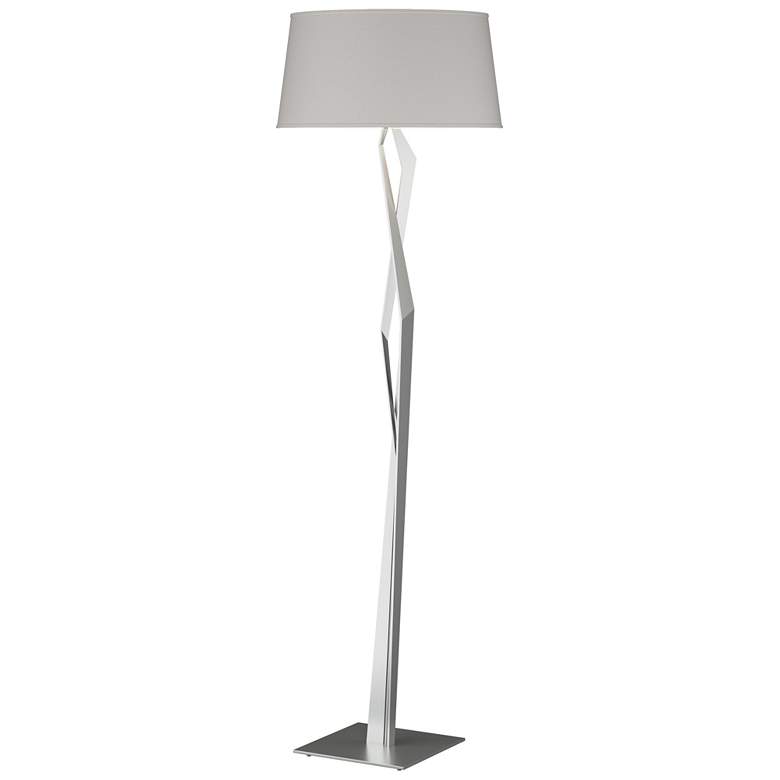 Image 1 Facet 65.9 inch High Vintage Platinum Floor Lamp With Flax Shade