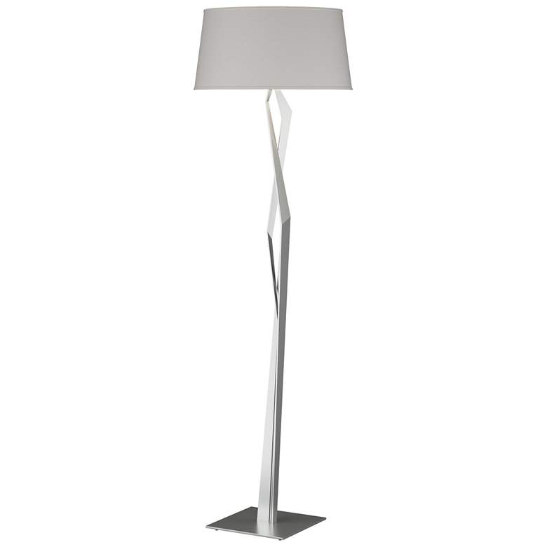 Image 1 Facet 65.9" High Vintage Platinum Floor Lamp With Flax Shade