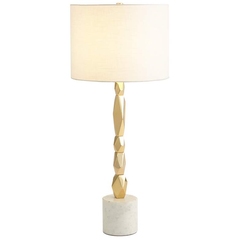 Image 1 Facet Block Table Lamp-Brass-Short