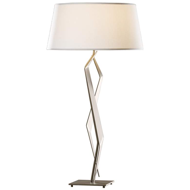 Image 1 Facet Table Lamp - Dark Smoke Finish - Natural Anna Shade