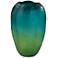Faceted Amorphous Medium Green Blue 15"H Glass Vase