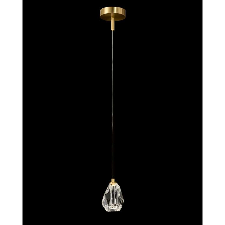 Faceted Chunk Crystal 5 1/2&quot;W Antique Brass LED Mini Pendant