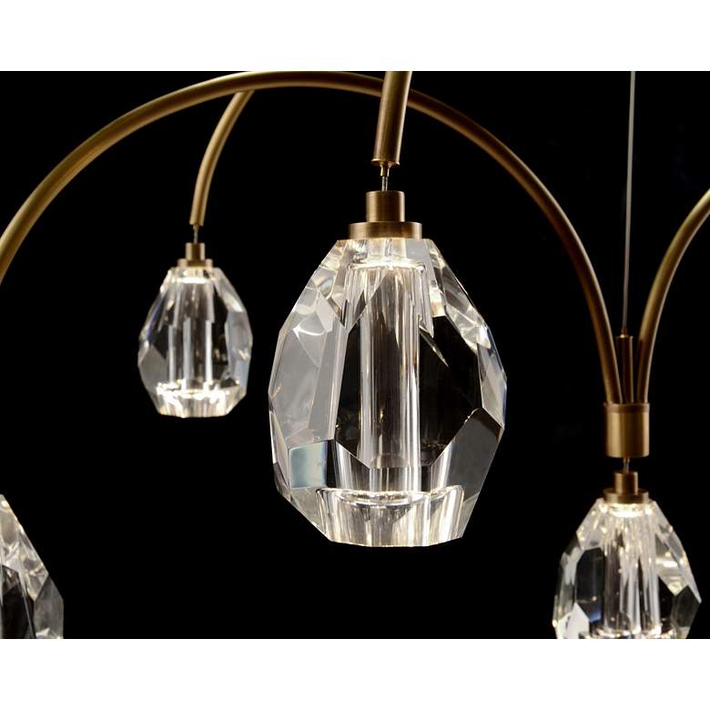 Image 2 Faceted Cut Crystal 62 inch Wide Brass 9-Light LED Chandelier more views