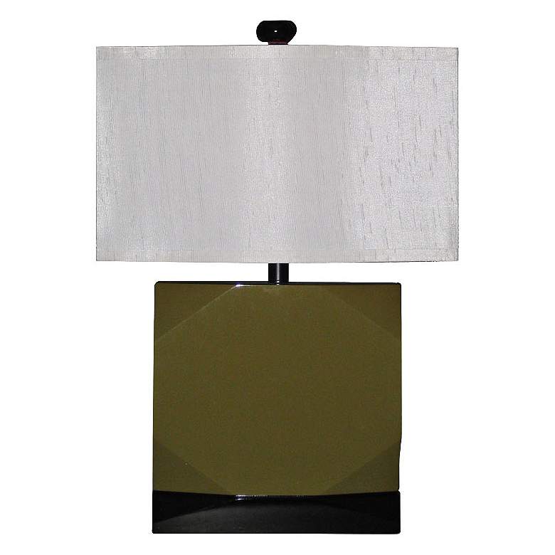 Image 1 Faceted Olive Green and Black Modern Table Lamp