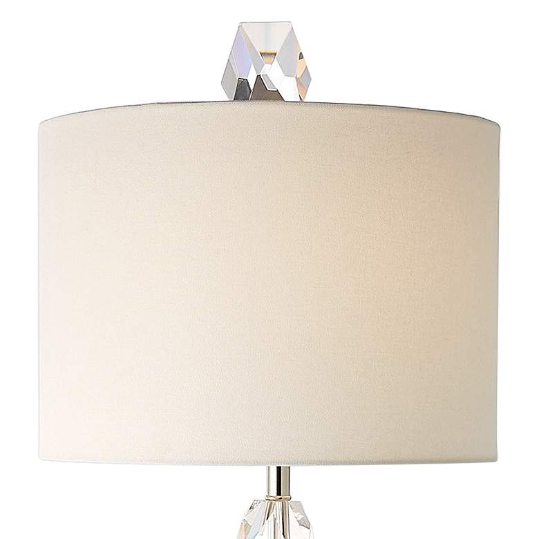Image 2 Facette Stacked Crystal Table Lamp with White Marble Base more views