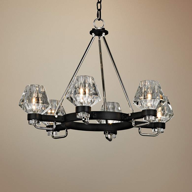 Image 1 Faction 28" Wide Iron and Polished Nickel 6-Light Chandelier