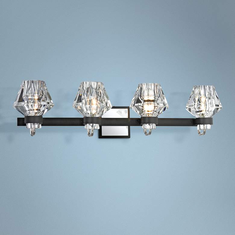 Image 1 Faction 30 1/2"W Iron and Polished Nickel 4-Light Bath Light