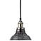 Factory 7 1/2" Wide Smoke Glass and Nicken Bell Mini Pendant