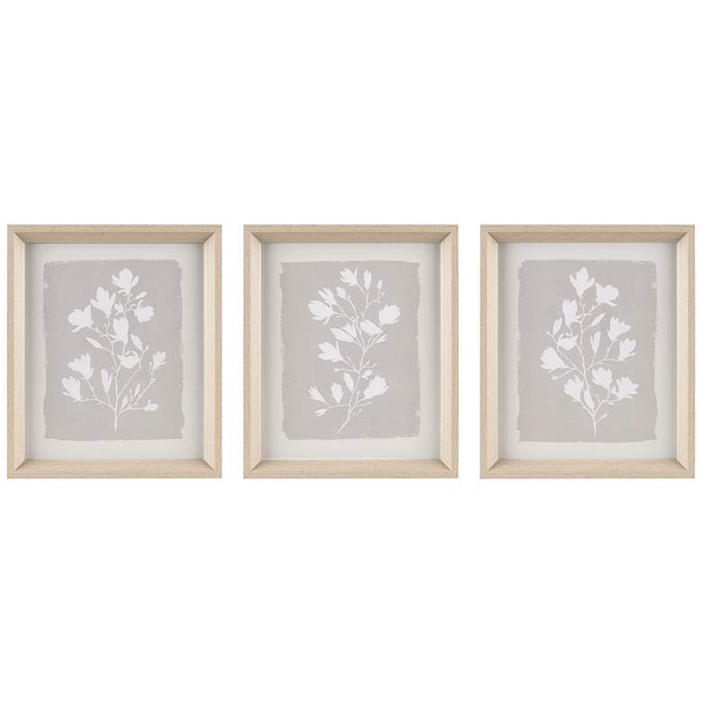 Image 2 Fair Florets 16 3/4" High Beige Framed 3-Piece Wall Art Set