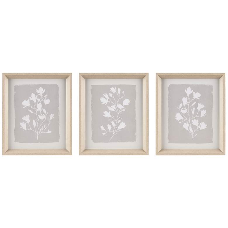 Image 2 Fair Florets 16 3/4 inch High Beige Framed 3-Piece Wall Art Set