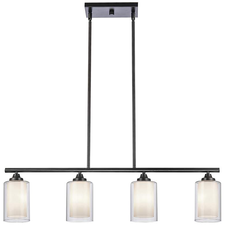 Image 1 Fairbank 33 3/4" Wide Matte Black 4-Light Island Pendant