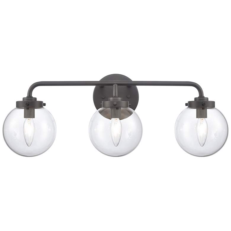 Image 1 Fairbanks 22.75" Wide 3-Light Vanity Light - Matte Black and Clear