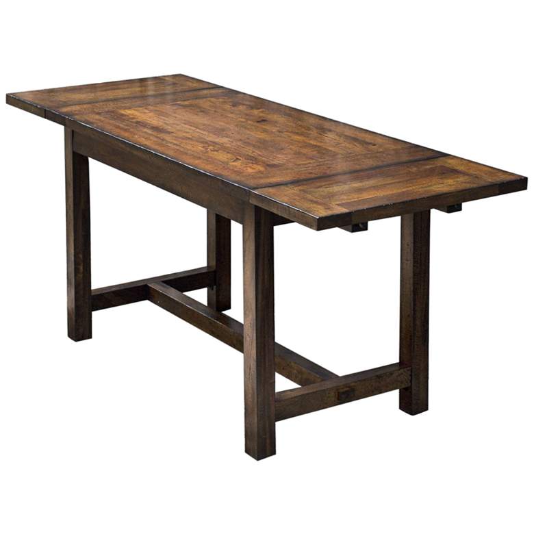 Image 1 Fairbanks 72 inch Wide Brown Oak Wood Drop Leaf Cafe Table