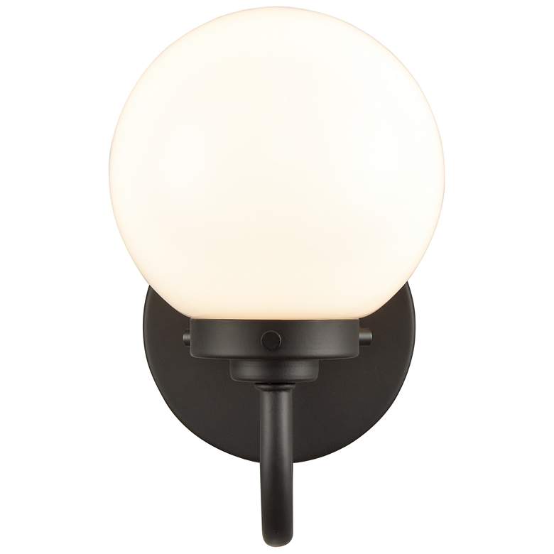 Image 1 Fairbanks 8.5 inch High 1-Light Sconce - Matte Black with Opal