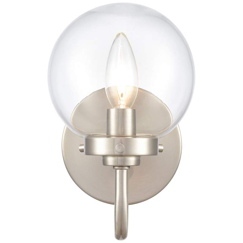 Image 1 Fairbanks 9" High Brushed Nickel Clear Glass Wall Sconce