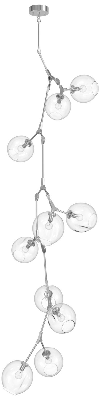 Fairfax 10-Light 26"W Chandelier in Matte Chrome/Clear Glass