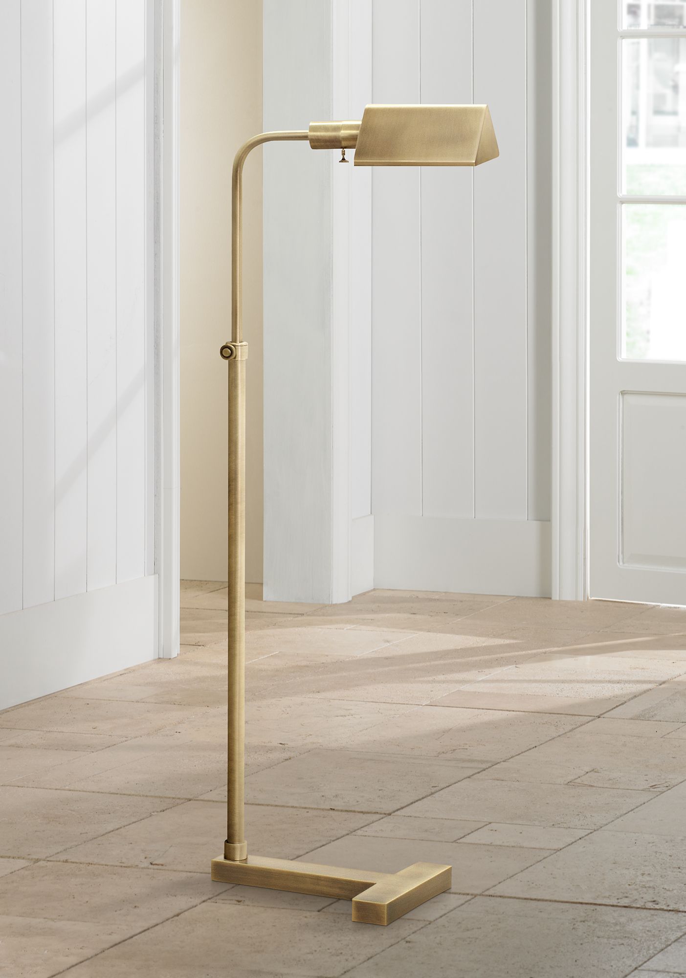 brass floor lamp reading