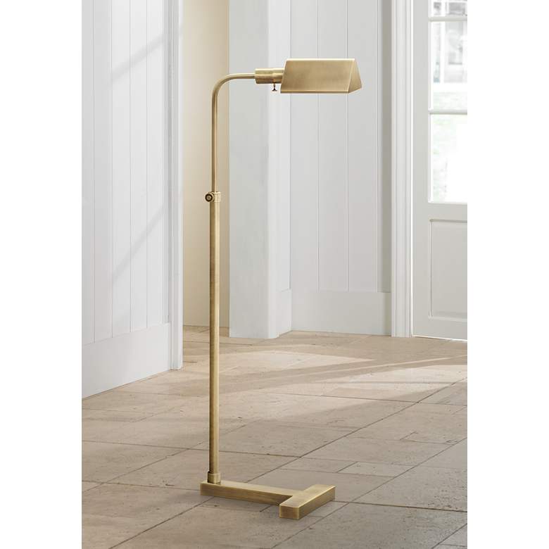 Image 1 Fairfax Adjustable Height Antique Brass Pharmacy Floor Lamp