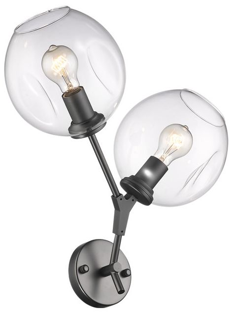Image 2 Fairfax Ave. 18"H 2-Light Wall Sconce in Dark Bronze/Clear Glass more views