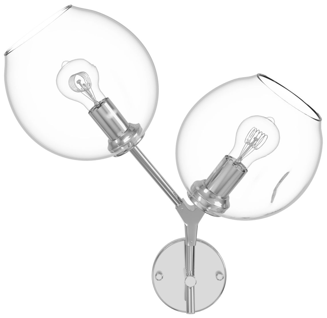 Fairfax Ave. 18"H 2-Light Wall Sconce in Matte Chrome/Clear Glass