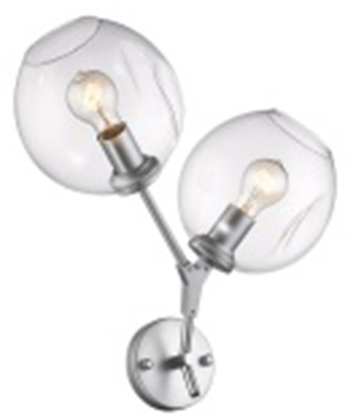 Image 2 Fairfax Ave. 18"H 2-Light Wall Sconce in Matte Chrome/Clear Glass more views
