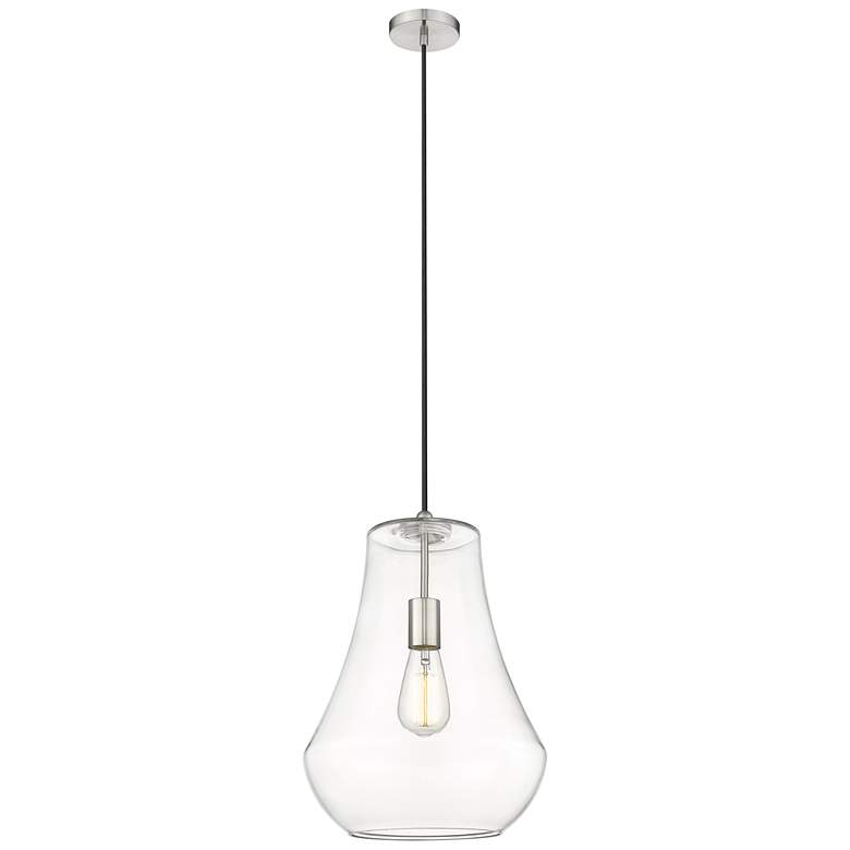 Image 1 Fairfield 12" Brushed Satin Nickel Cord Hung Mini Pendant w/ Clear Sha