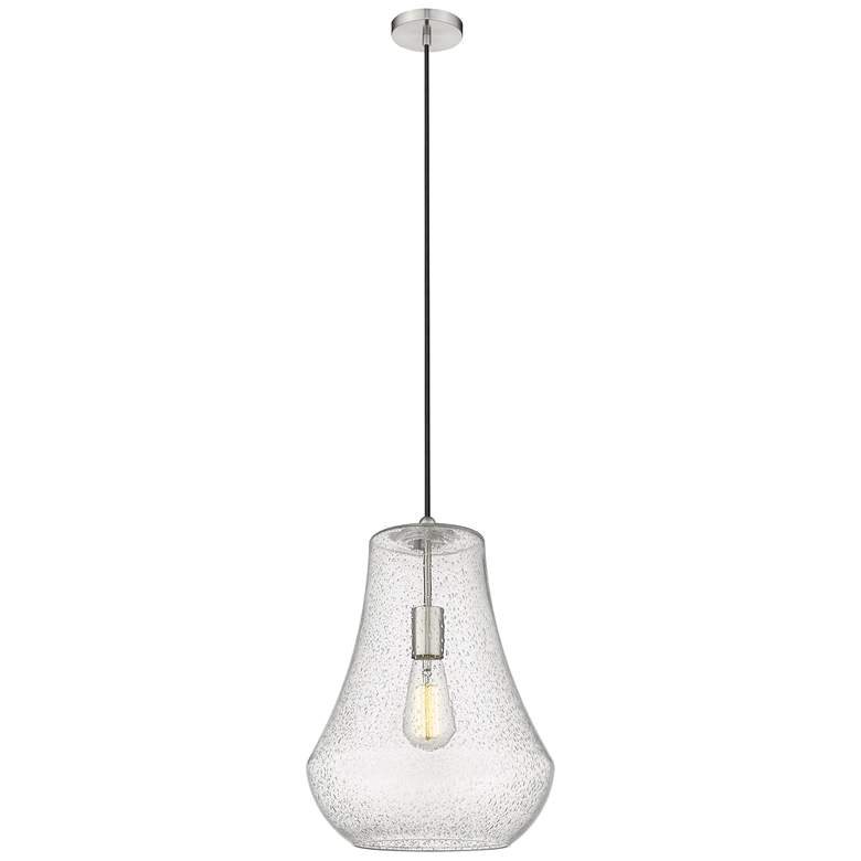 Image 1 Fairfield 12" Brushed Satin Nickel Cord Hung Mini Pendant w/ Seedy Sha