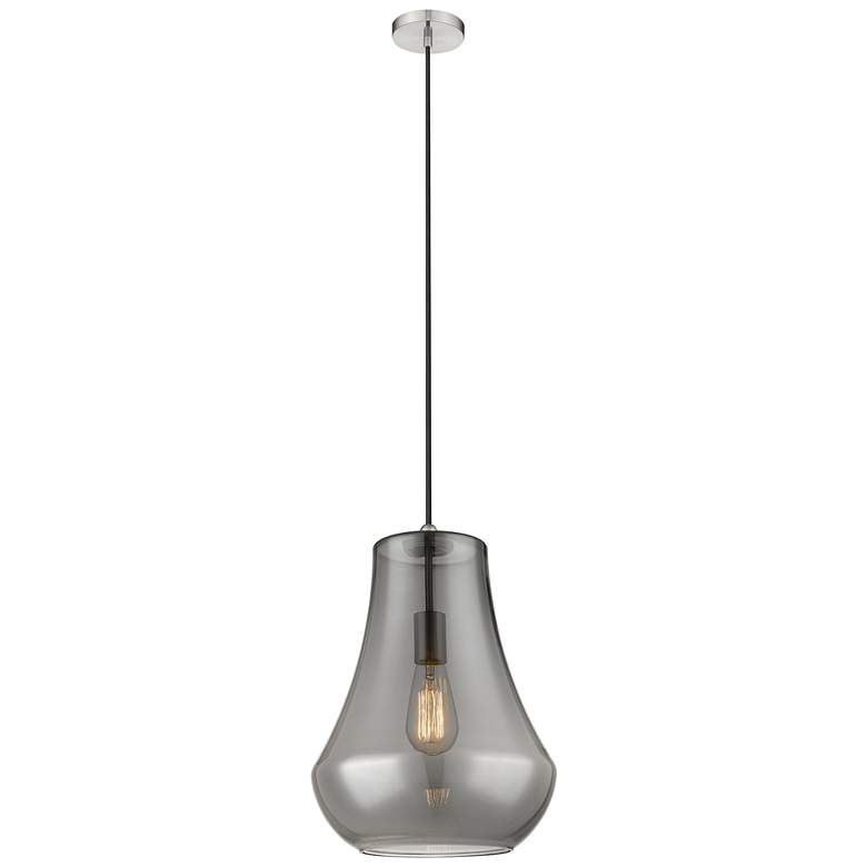 Image 1 Fairfield 12" Brushed Satin Nickel Corded Mini Pendant w/ Smoke Shade