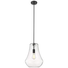 Image1 of Fairfield 12" Matte Black Cord Hung Mini Pendant w/ Clear Shade