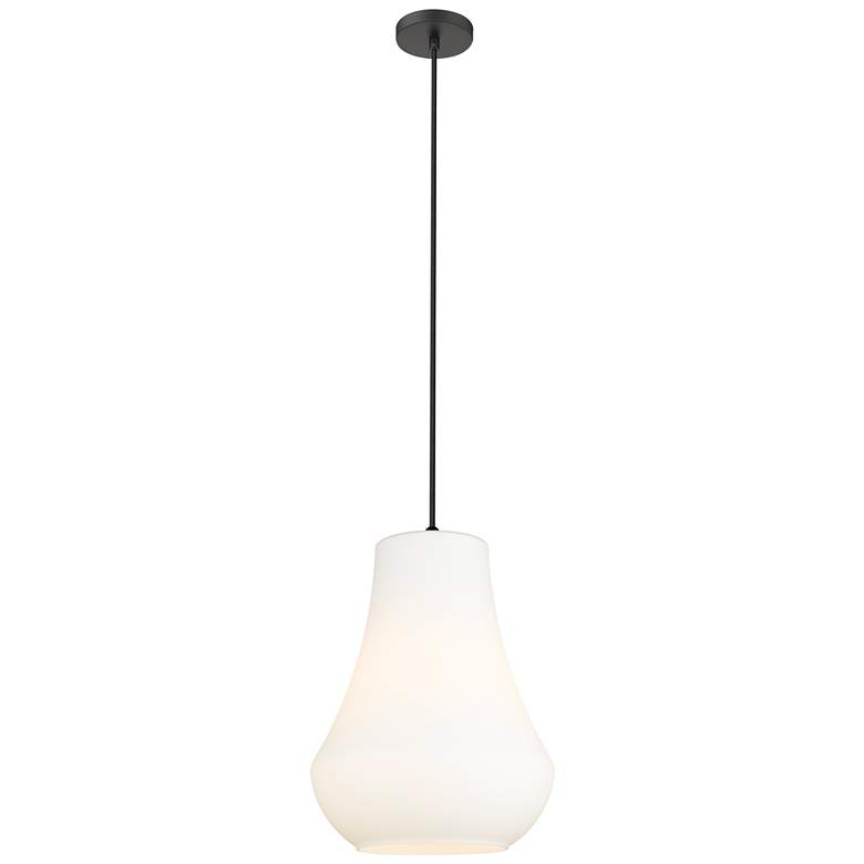 Image 1 Fairfield 12" Matte Black Cord Hung Mini Pendant w/ Matte White Shade