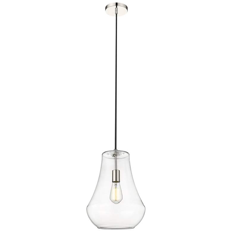 Image 1 Fairfield 12" Polished Nickel Cord Hung Mini Pendant w/ Clear Shade